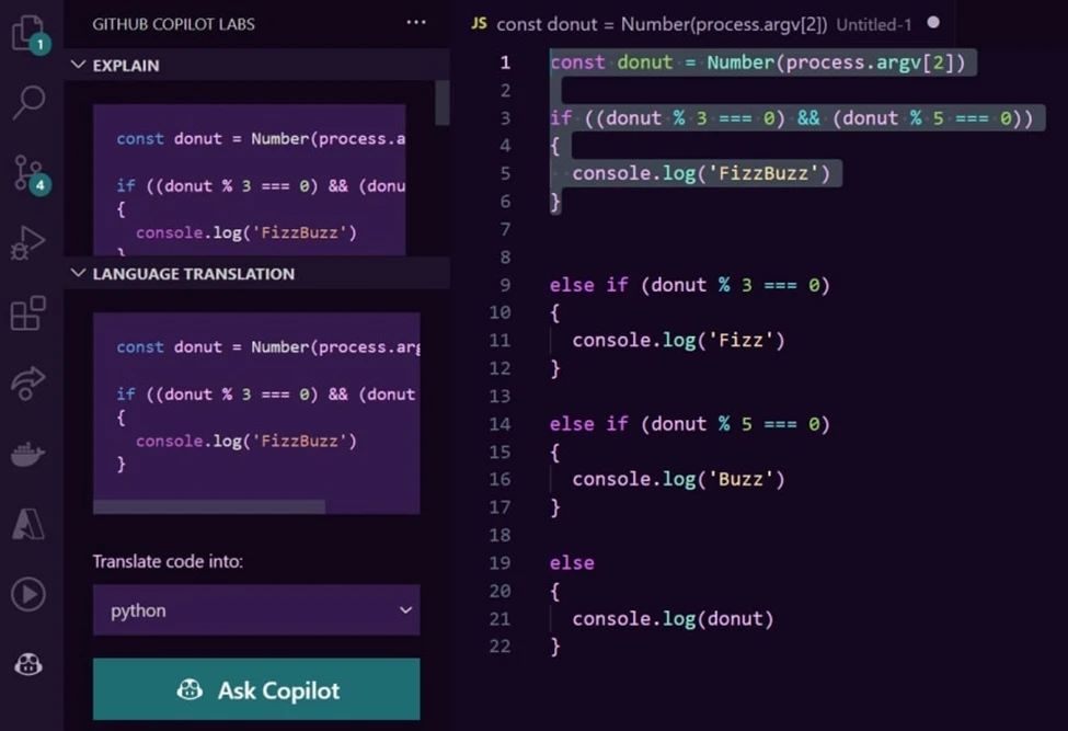 تبدیل زبان های برنامه نویسی به یکدیگر با GitHub copilot