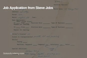 فرم درخواست کار استیو جابز ۳ سال پیش از تأسیس اپل