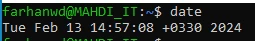 جواب دستور date در bash
