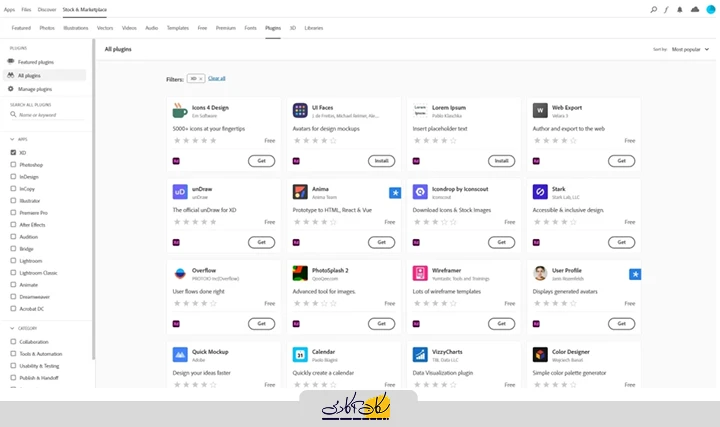 رابط کاربری نرم‌افزار Adobe Creative Cloud