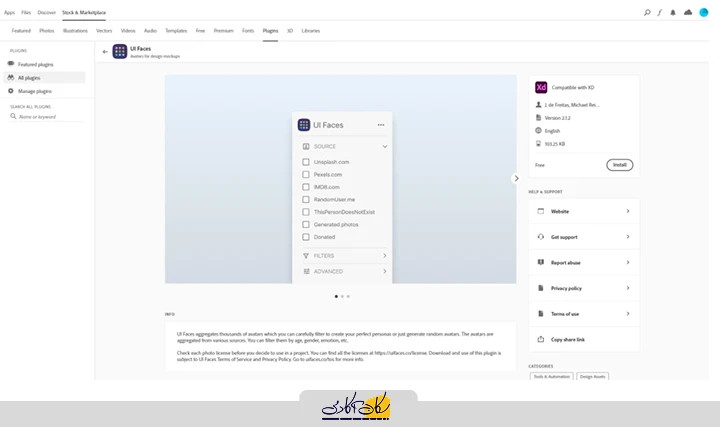 پلاگین UI Faces در Adobe XD