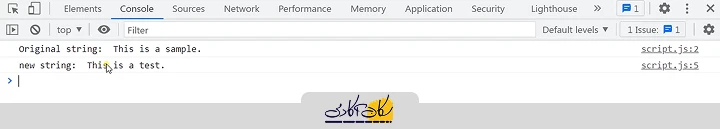 نتیجه استفاده از متد replace