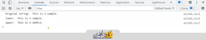 نتیجه استفاده از متدهای toLowerCase و toUpperCase