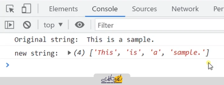 خروجی متد ()split به عنوان یک آرایه