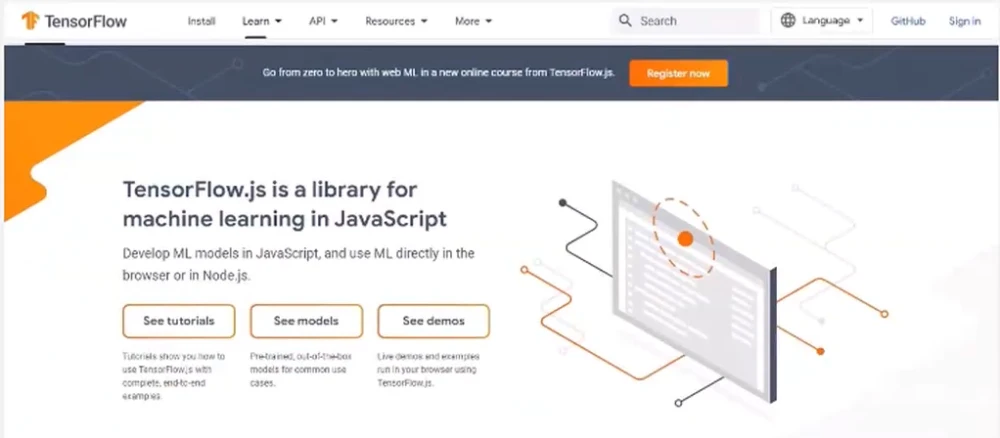 کتابخانه تنسورفلو مبتنی بر جاوا اسکری\ت برای توسعه یادگیری ماشین